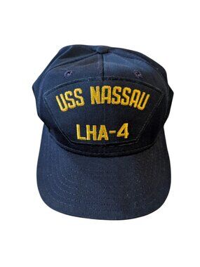 Vintage USS NASSAU LHA-4 Hat L Army Military Embroidered Patch Snapback Cap USA